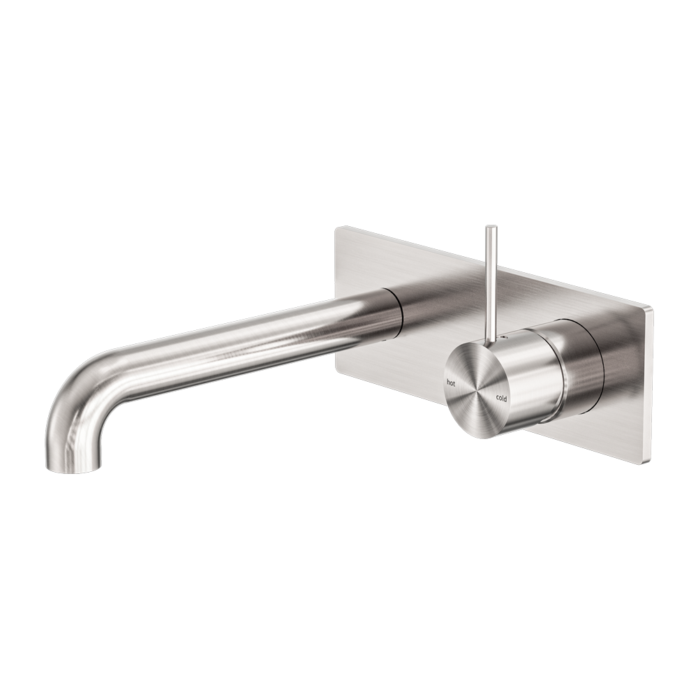NERO MECCA WALL BASIN/ BATH MIXER HANDLE UP BRUSHED NICKEL (AVAILABLE IN 120MM,160MM, 185MM, 230MM AND 260MM)