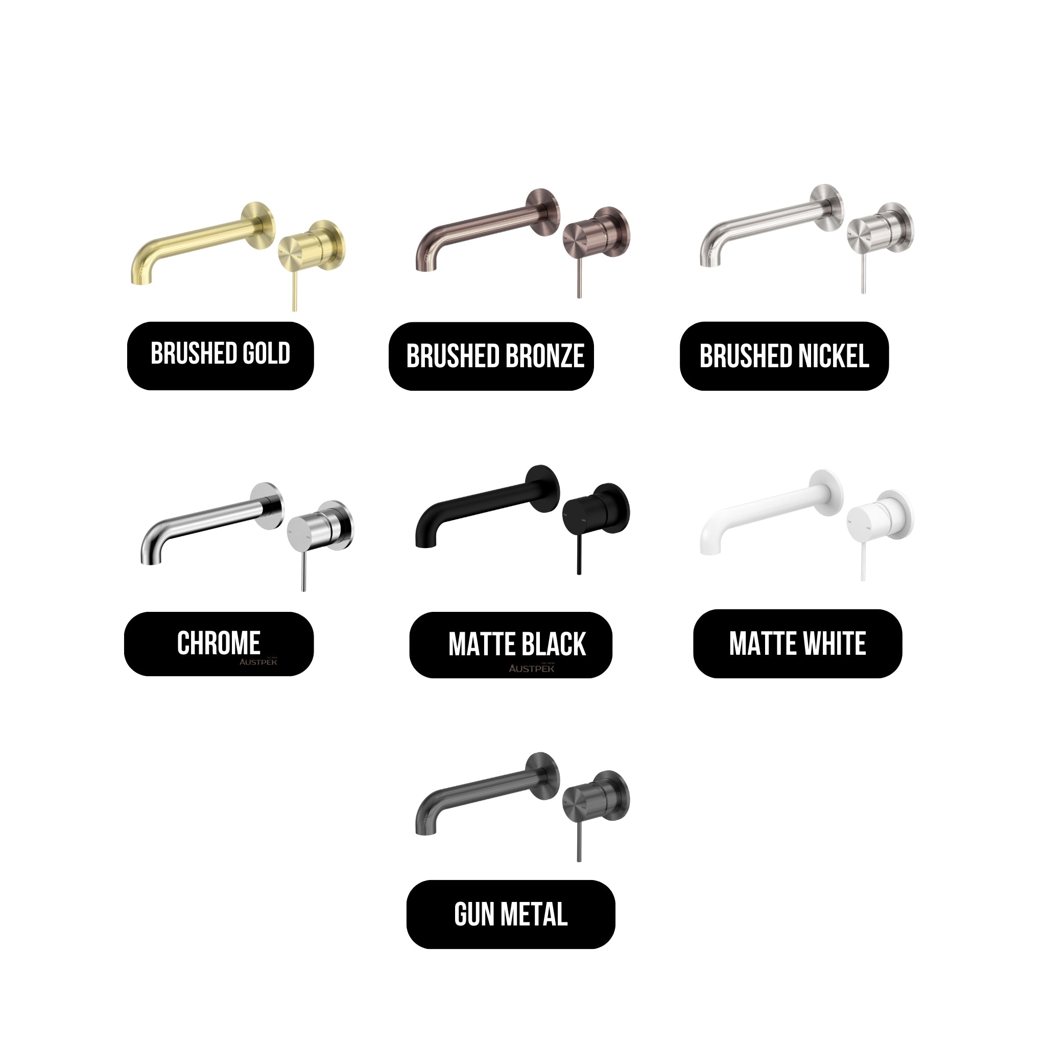 NERO MECCA WALL BASIN/BATH MIXER WITH SEPARATE BACK PLATE GUN METAL (AVAILABLE IN 120MM,160MM,185MM, 230MM AND 260MM)