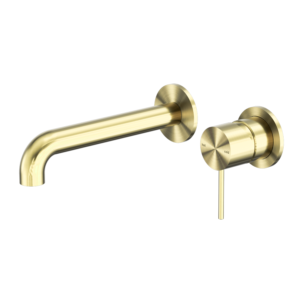 NERO MECCA WALL BASIN/BATH MIXER WITH SEPARATE BACK PLATE BRUSHED GOLD (AVAILABLE IN 120MM,160MM,185MM, 230MM AND 260MM)