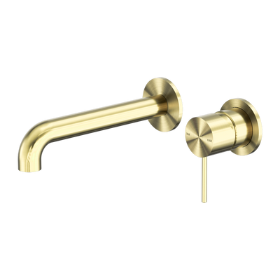 NERO MECCA WALL BASIN/BATH MIXER WITH SEPARATE BACK PLATE BRUSHED GOLD (AVAILABLE IN 120MM,160MM,185MM, 230MM AND 260MM)