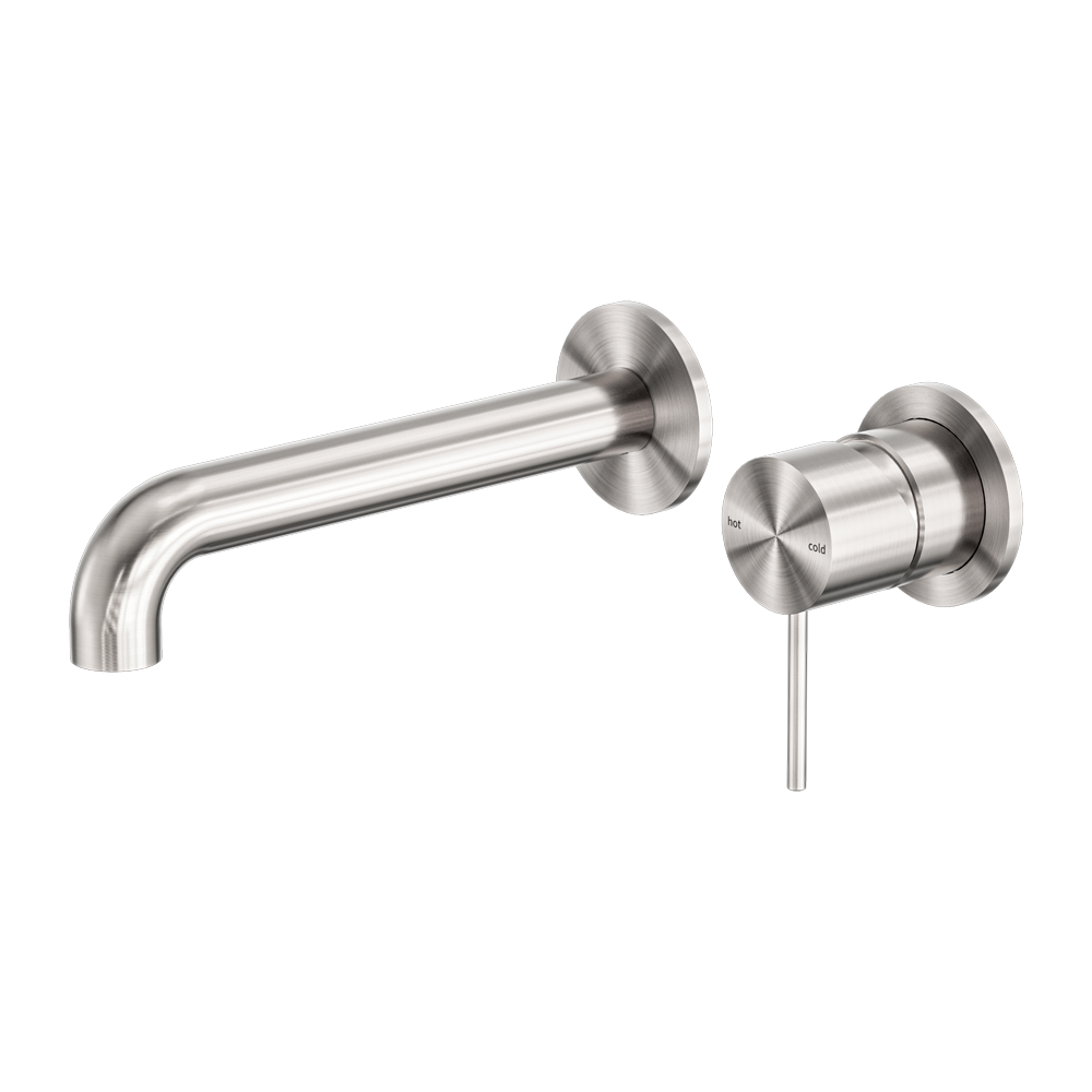 NERO MECCA WALL BASIN/BATH MIXER WITH SEPARATE BACK PLATE BRUSHED NICKEL (AVAILABLE IN 120MM,160MM,185MM, 230MM AND 260MM)