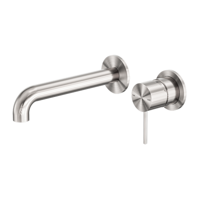 NERO MECCA WALL BASIN/BATH MIXER WITH SEPARATE BACK PLATE BRUSHED NICKEL (AVAILABLE IN 120MM,160MM,185MM, 230MM AND 260MM)