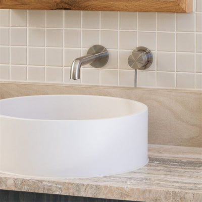 NERO MECCA WALL BASIN/BATH MIXER WITH SEPARATE BACK PLATE BRUSHED NICKEL (AVAILABLE IN 120MM,160MM,185MM, 230MM AND 260MM)