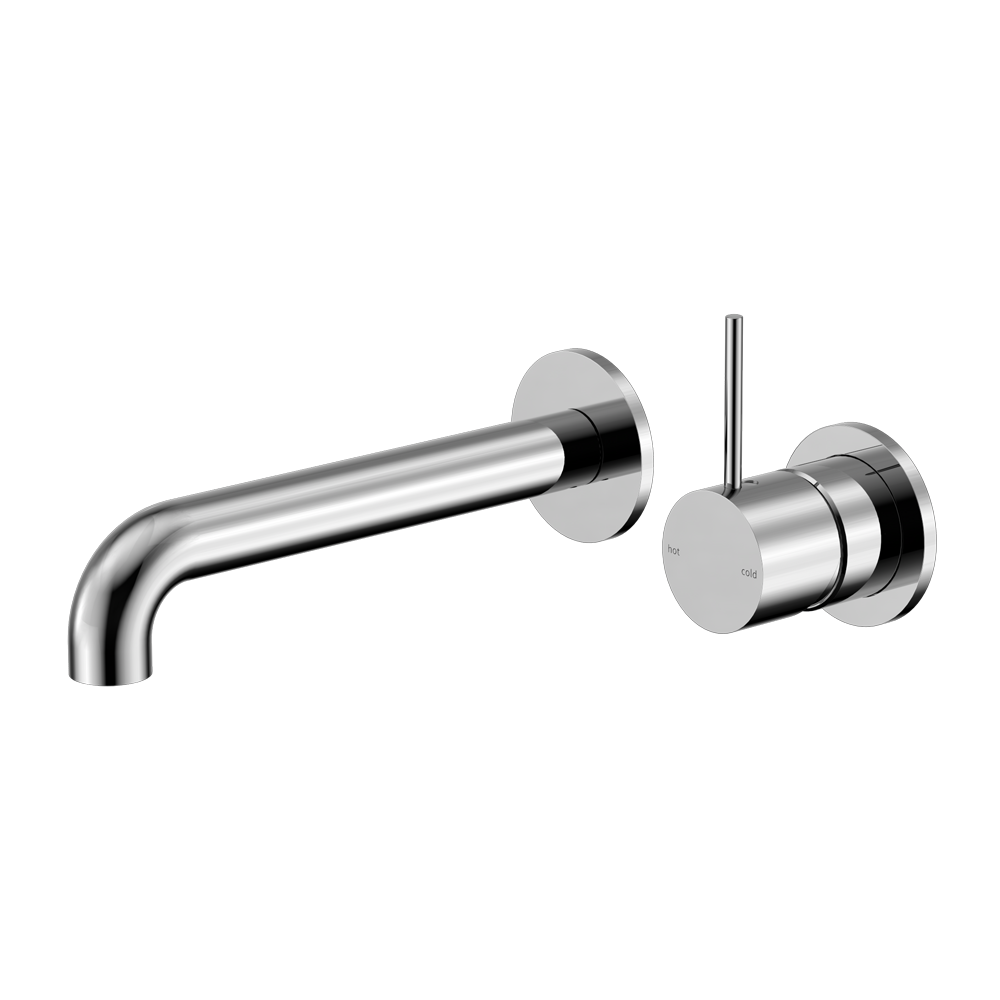 NERO MECCA WALL BASIN/BATH MIXER WITH SEPARATE BACK PLATE HANDLE UP CHROME (AVAILABLE IN 120MM, 160MM, 185MM, 230MM AND 260MM)