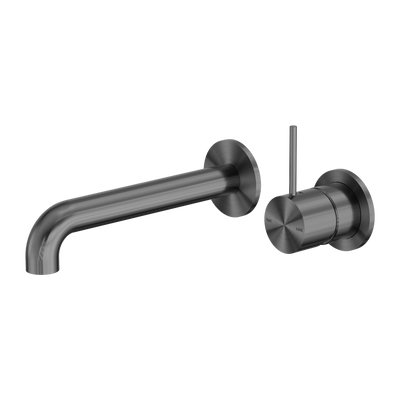 NERO MECCA WALL BASIN/BATH MIXER WITH SEPARATE BACK PLATE HANDLE UP GUN METAL (AVAILABLE IN 120MM, 160MM, 185MM, 230MM AND 260MM)