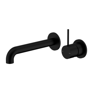 NERO MECCA WALL BASIN/BATH MIXER WITH SEPARATE BACK PLATE HANDLE UP MATTE BLACK (AVAILABLE IN 120MM, 160MM, 185MM, 230MM AND 260MM)