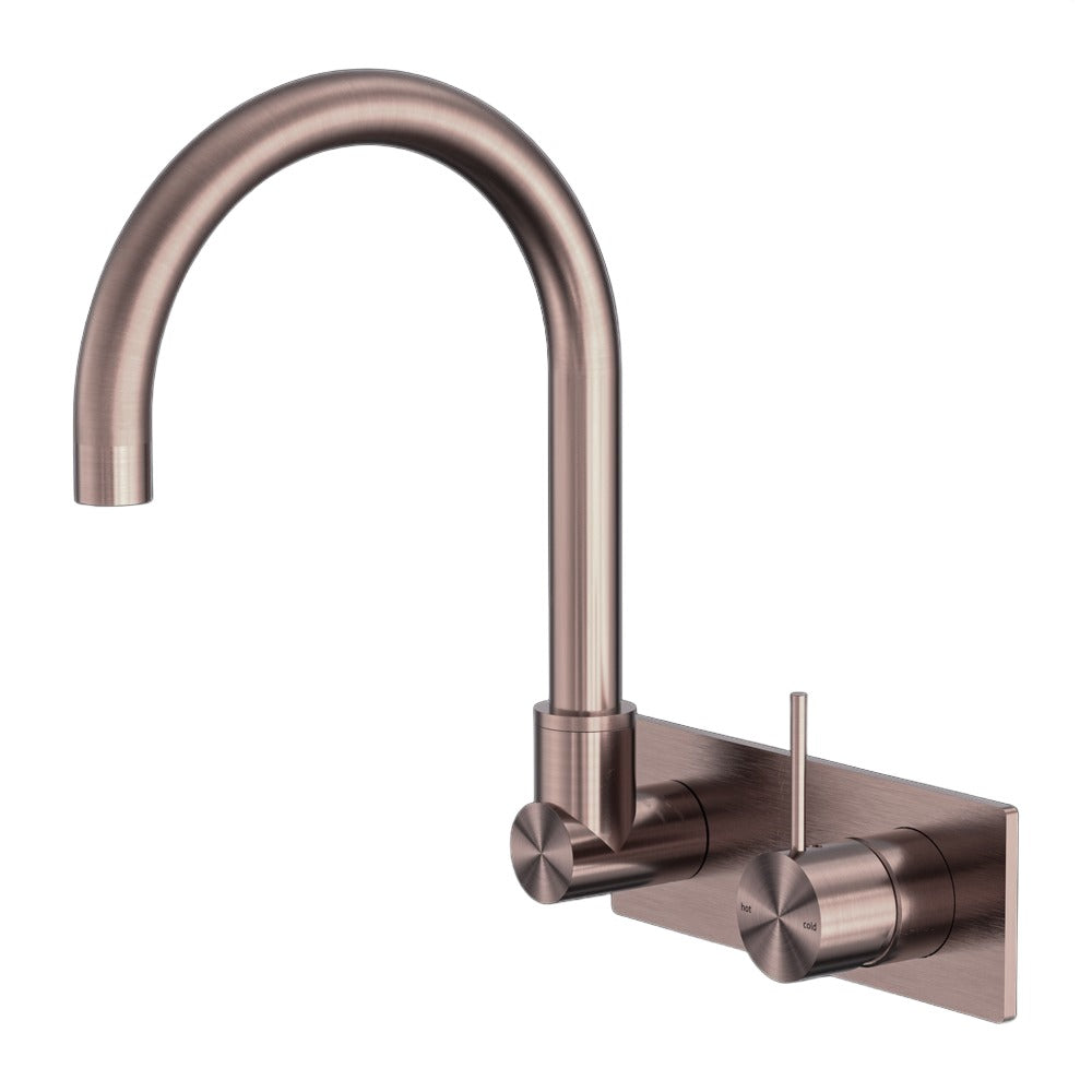 NERO MECCA WALL BASIN/ BATH MIXER SWIVEL SPOUT HANDLE UP BRUSHED BRONZE