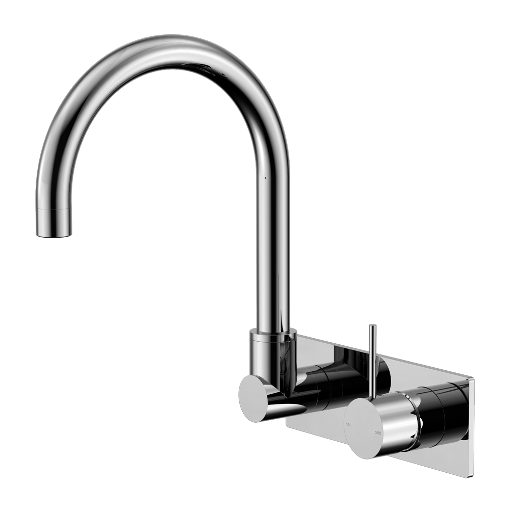 NERO MECCA WALL BASIN/BATH MIXER SWIVEL SPOUT HANDLE UP CHROME