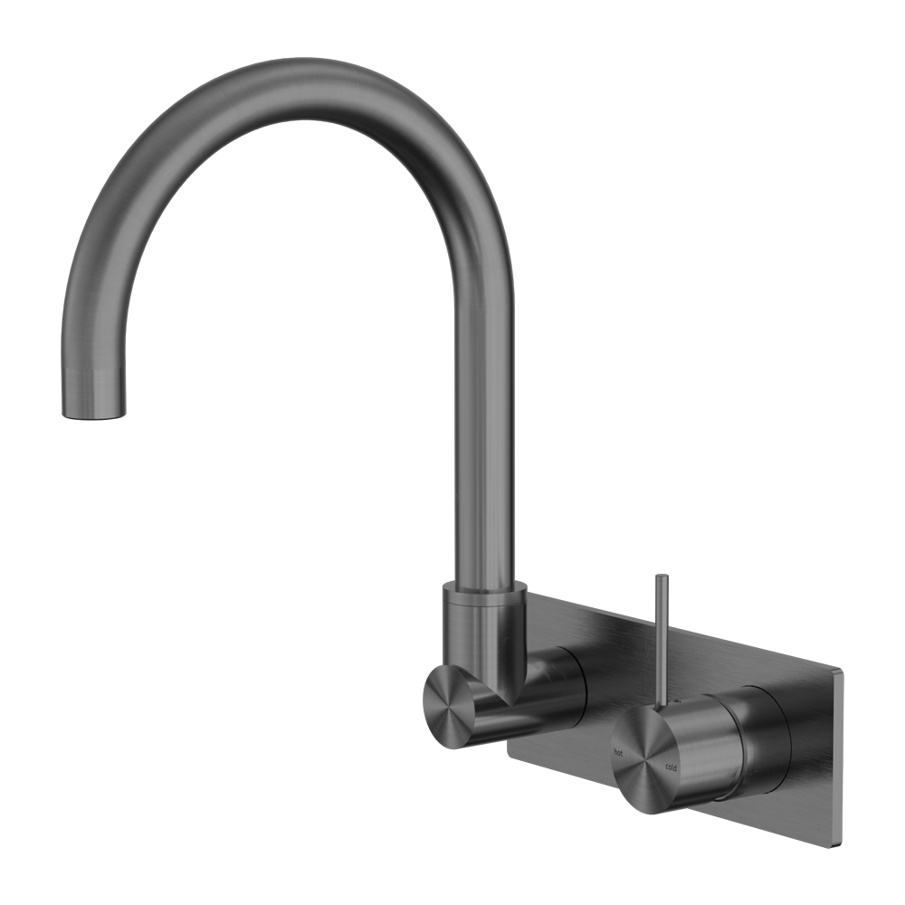 NERO MECCA WALL BASIN/ BATH MIXER SWIVEL SPOUT HANDLE UP GUN METAL