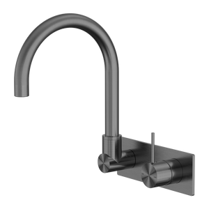 NERO MECCA WALL BASIN/ BATH MIXER SWIVEL SPOUT HANDLE UP GUN METAL