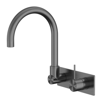NERO MECCA WALL BASIN/ BATH MIXER SWIVEL SPOUT HANDLE UP GUN METAL