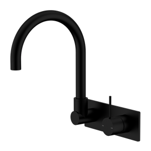NERO MECCA WALL BASIN/ BATH MIXER SWIVEL SPOUT HANDLE UP MATTE BLACK