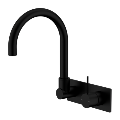 NERO MECCA WALL BASIN/ BATH MIXER SWIVEL SPOUT HANDLE UP MATTE BLACK