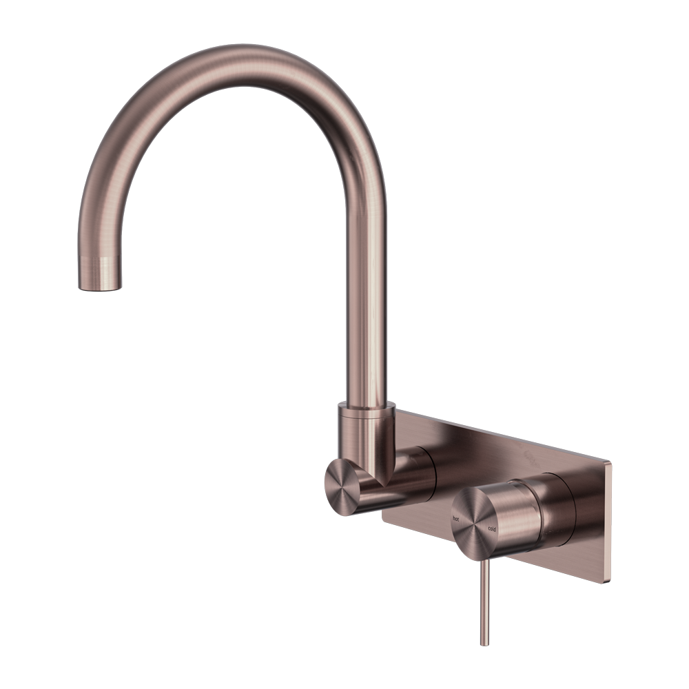 NERO MECCA WALL BASIN/ BATH MIXER SWIVEL SPOUT BRUSHED BRONZE