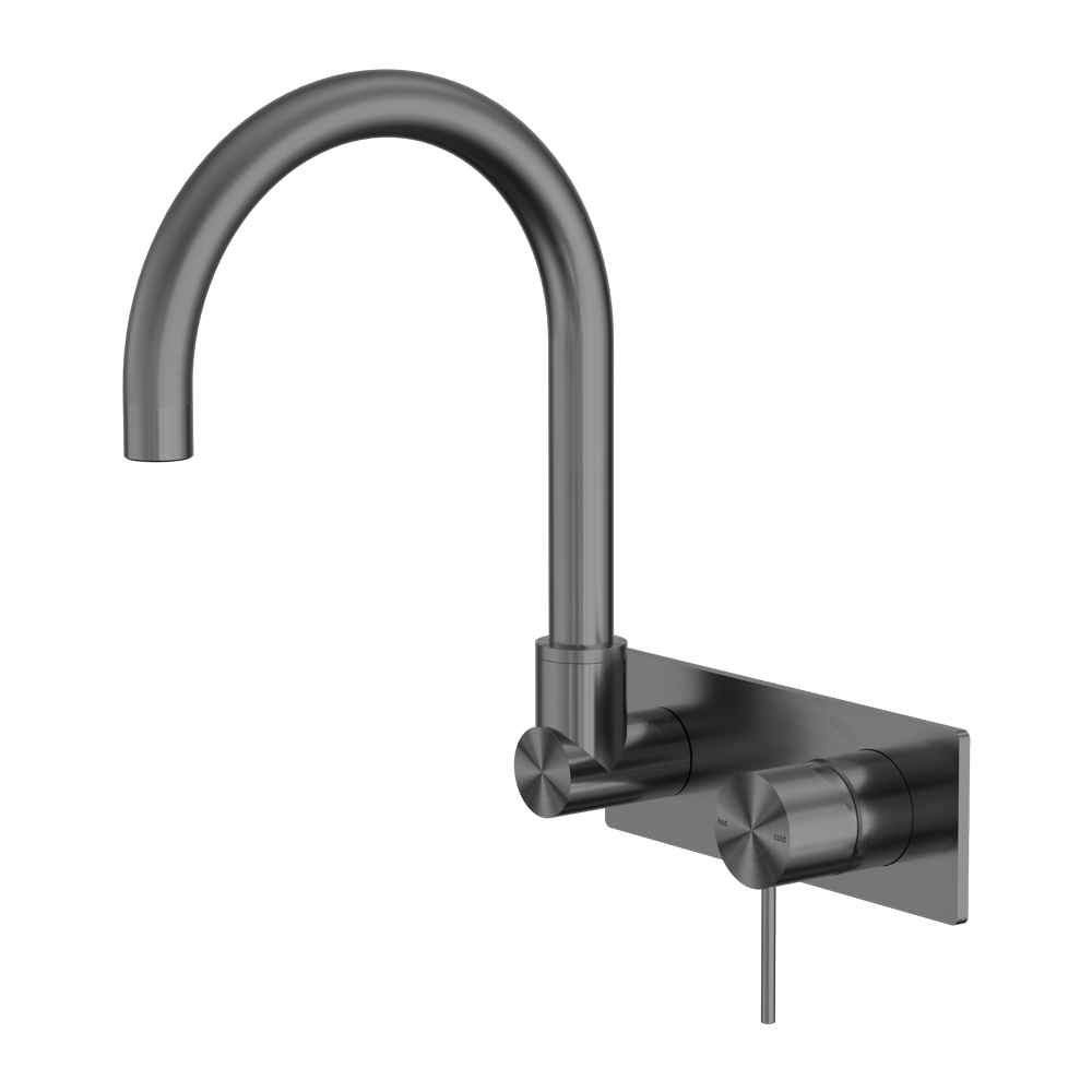 NERO MECCA WALL BASIN/ BATH MIXER SWIVEL SPOUT GUN METAL