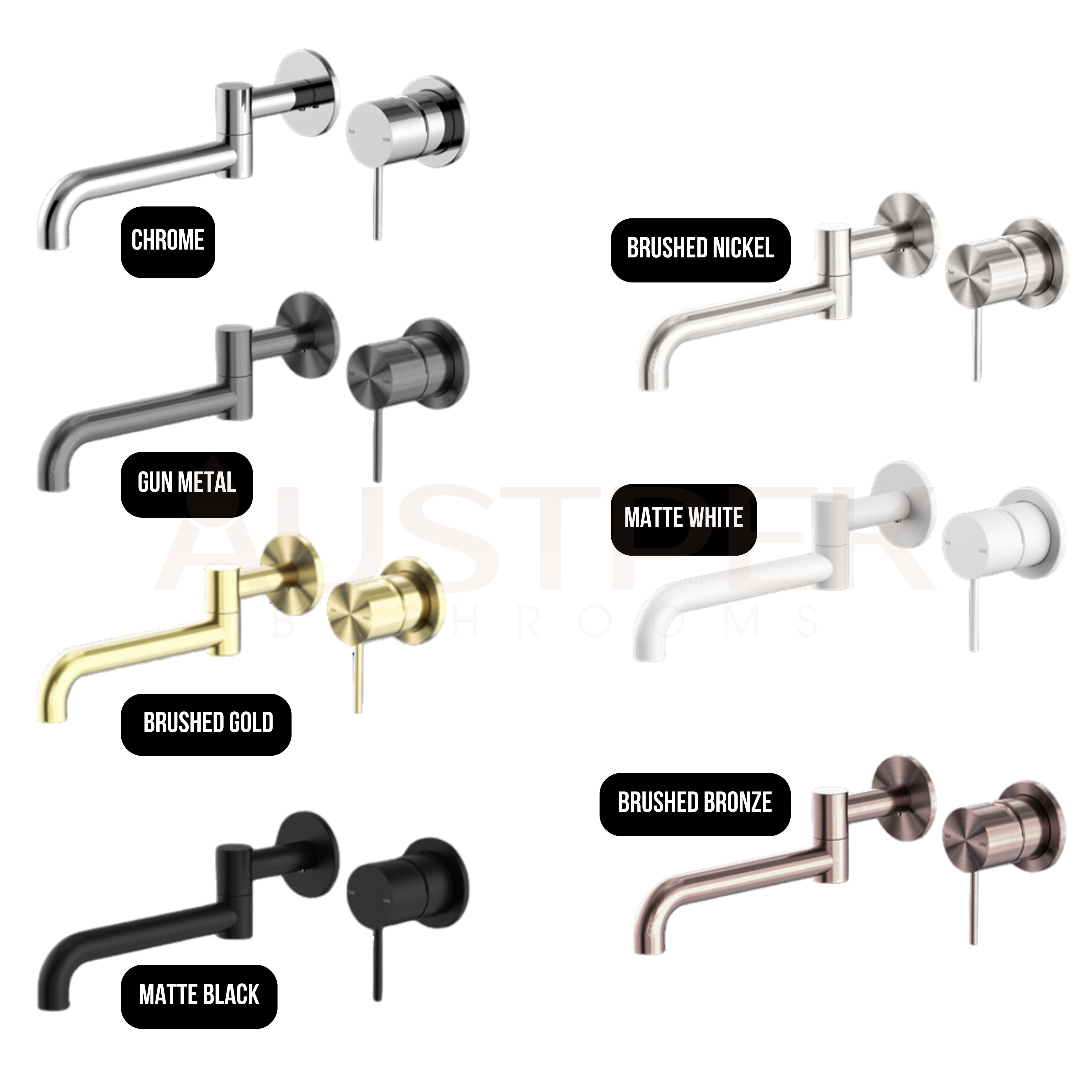 NERO MECCA WALL BASIN/ BATH MIXER SWIVEL SPOUT BRUSHED NICKEL