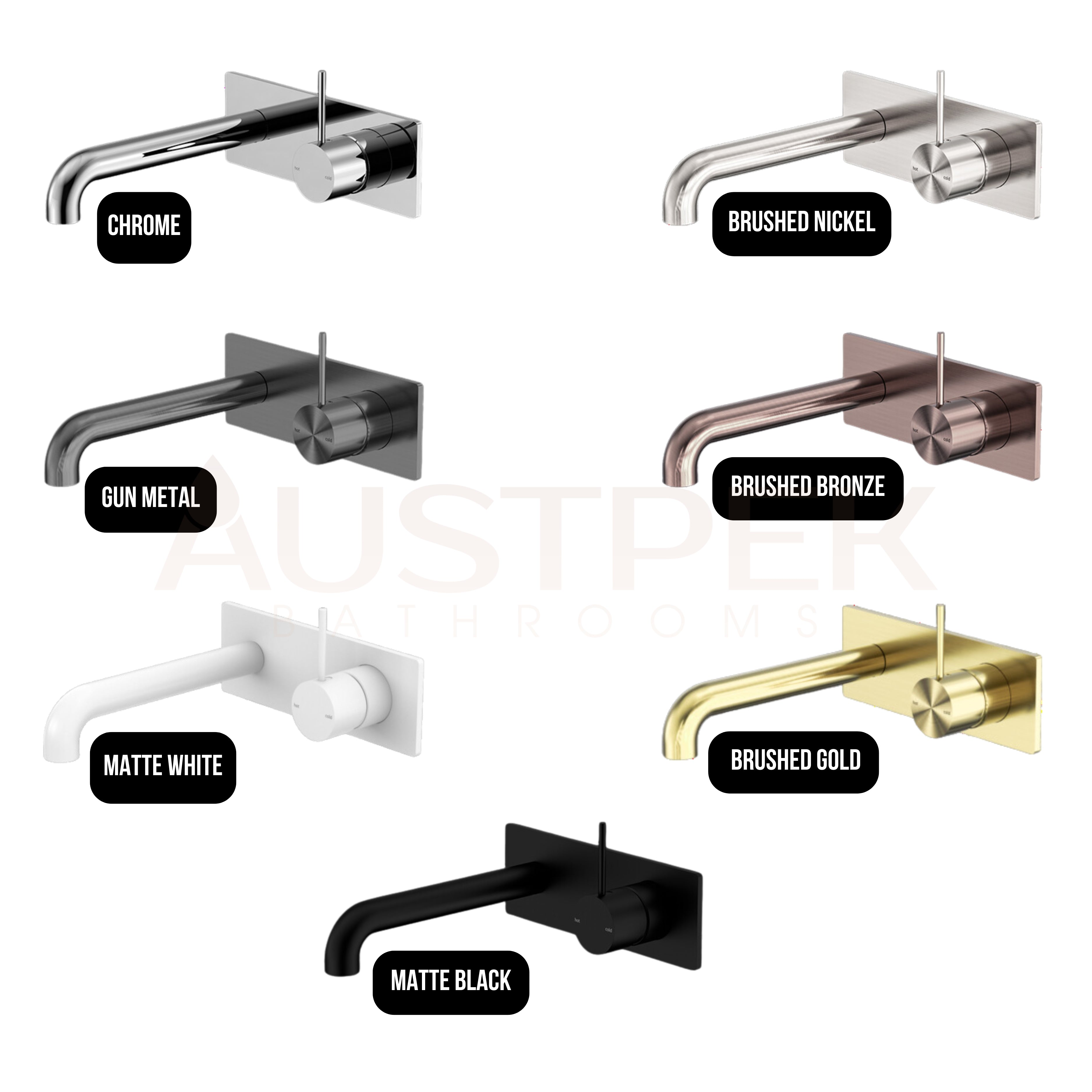 NERO MECCA WALL BASIN/BATH MIXER HANDLE UP BRUSHED GOLD (AVAILABLE IN 120MM,160MM,185MM, 230MM AND 260MM)