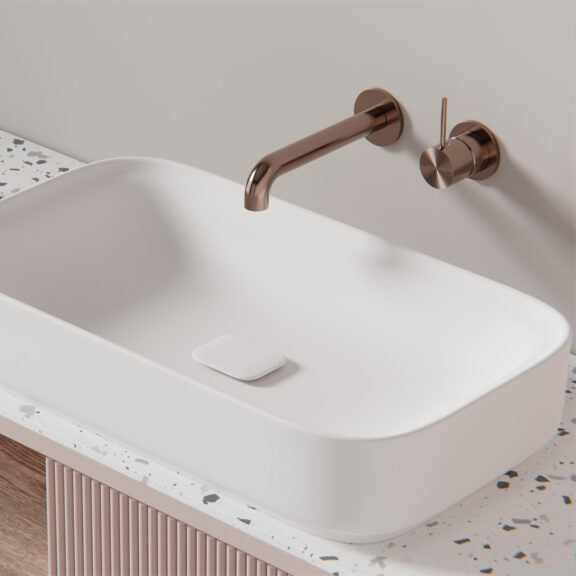 NERO MECCA WALL BASIN/BATH MIXER WITH SEPARATE BACK PLATE HANDLE UP BRUSHED BRONZE (AVAILABLE IN 120MM, 160MM, 185MM, 230MM AND 260MM)