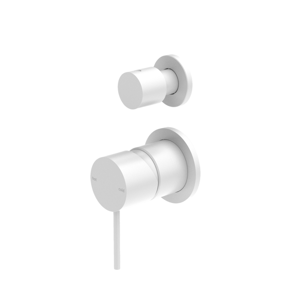 NERO MECCA SHOWER MIXER WITH DIVERTER SEPARATE BACK PLATE MATTE WHITE