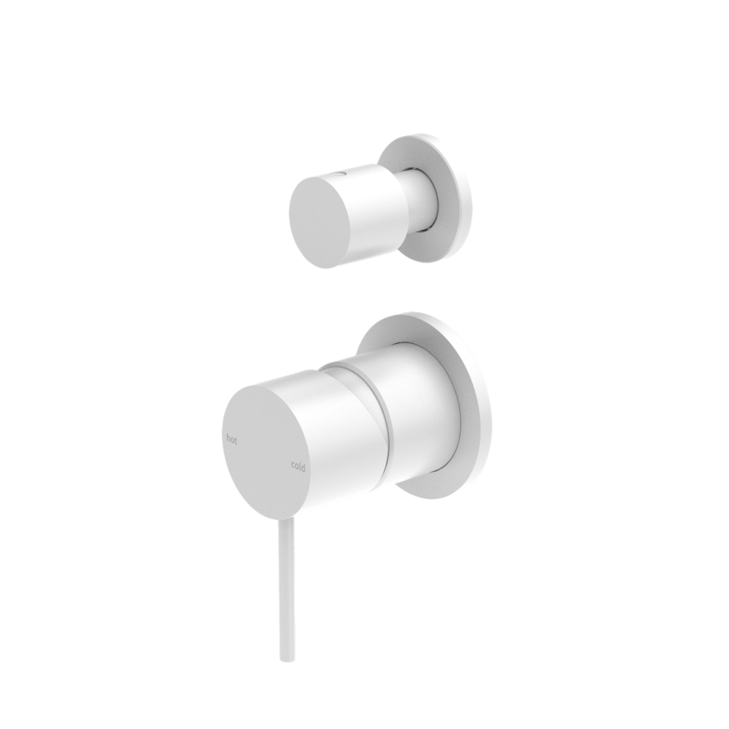 NERO MECCA SHOWER MIXER WITH DIVERTOR SEPARATE BACK PLATE MATTE WHITE