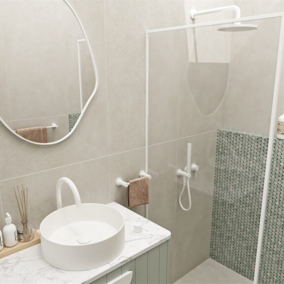 NERO MECCA SHOWER MIXER DIVERTOR SYSTEM SEPARATE BACK PLATE MATTE WHITE