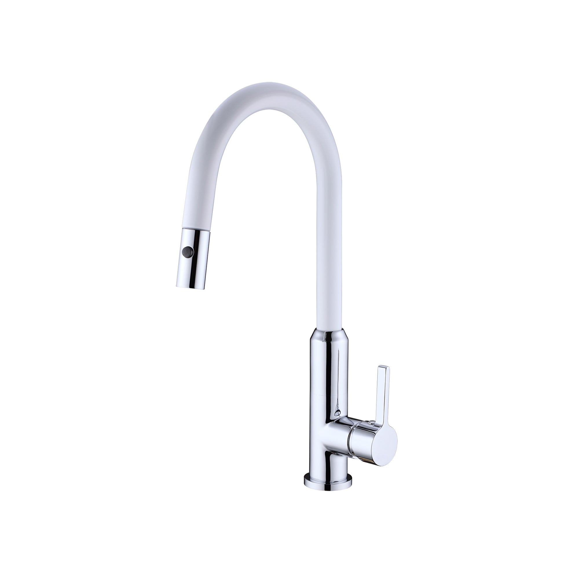 NERO PEARL SPRAY PULL OUT SINK MIXER 452MM CHROME AND WHITE
