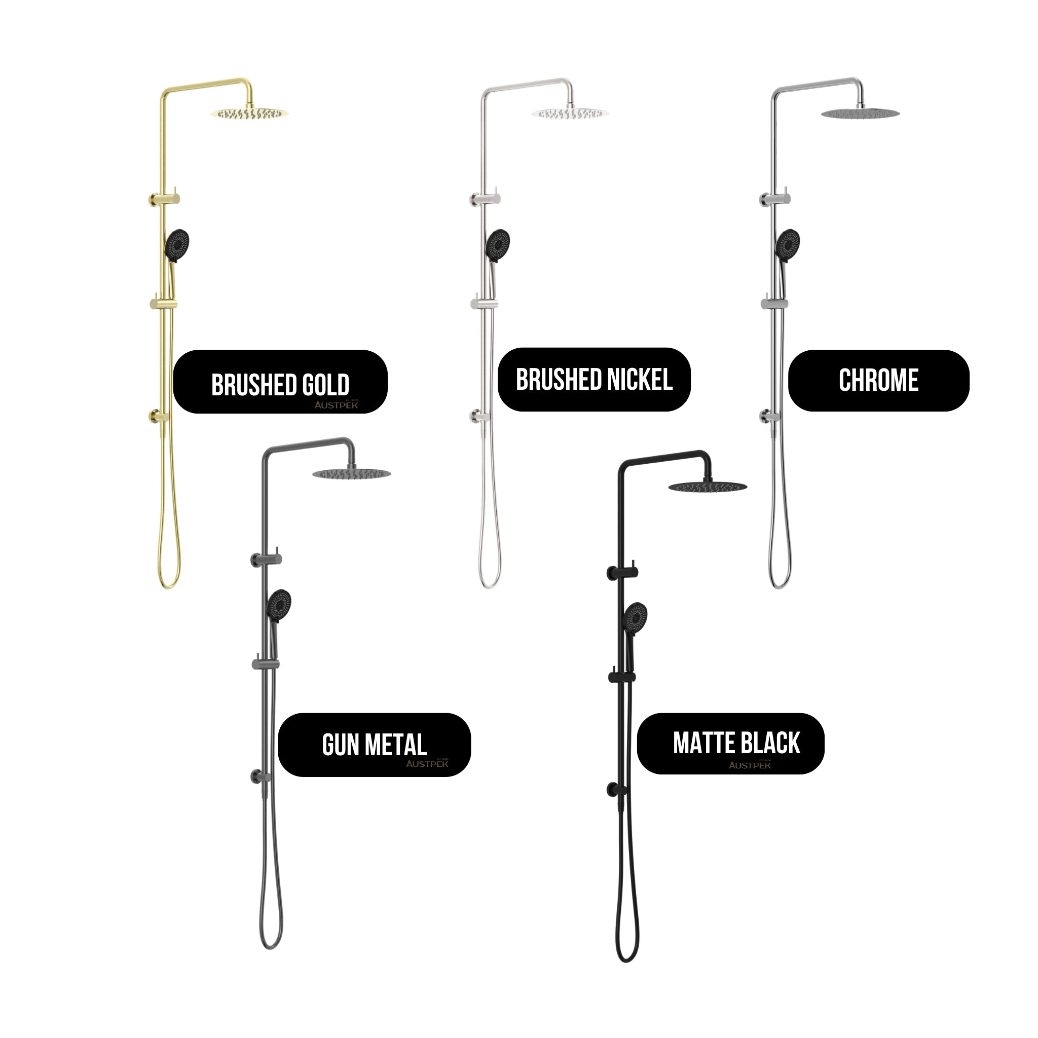 NERO ROUND PROJECT TWIN SHOWER 1116MM BRUSHED GOLD