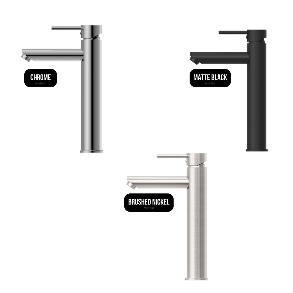 NERO DOLCE LEAD FREE TALL BASIN MIXER STRAIGHT SPOUT 286MM MATTE BLACK