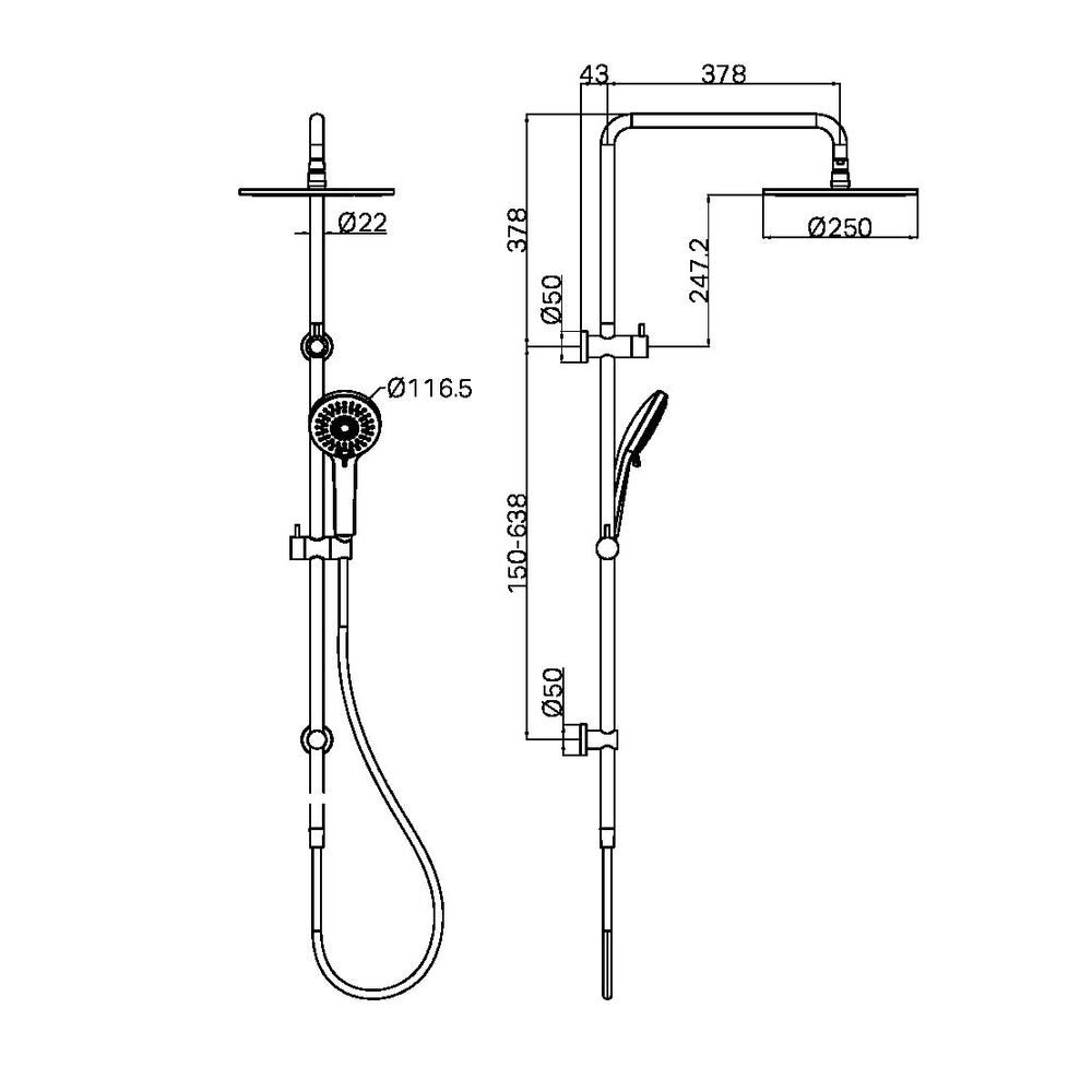 NERO ROUND TWIN SHOWER 1016MM CHROME