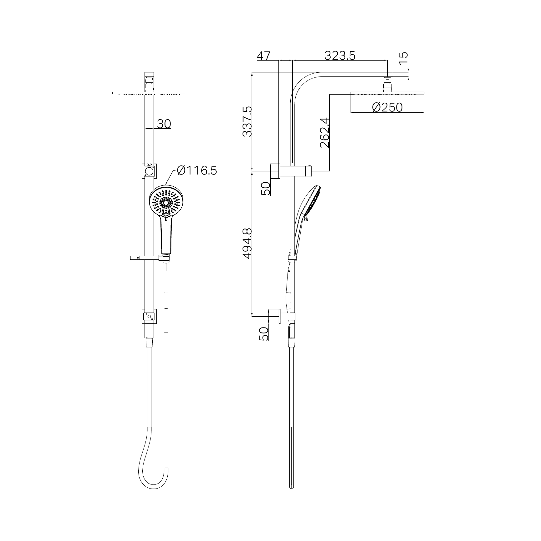 NERO BIANCA TWIN SHOWER 832MM GUN METAL