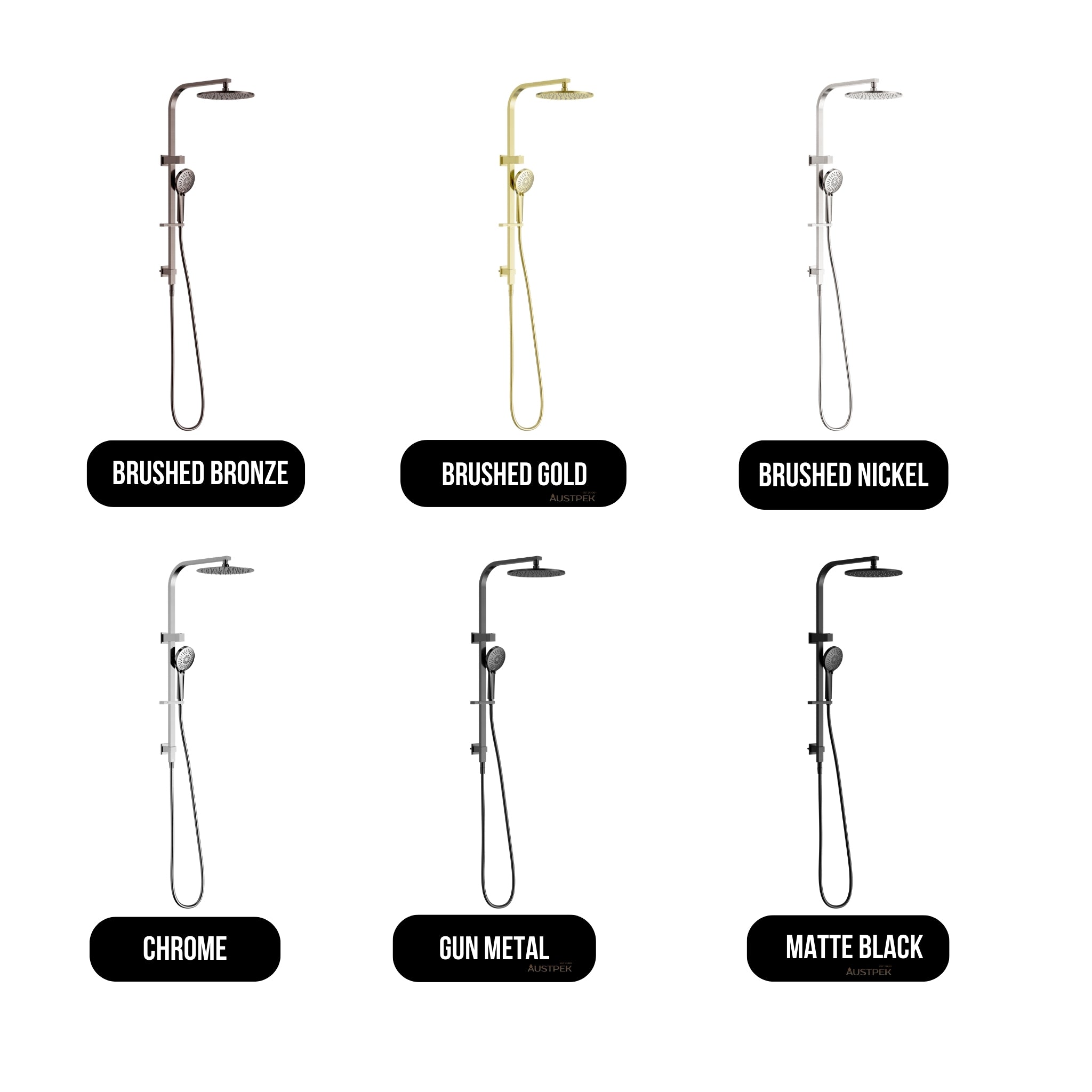 NERO BIANCA TWIN SHOWER 832MM BRUSHED NICKEL