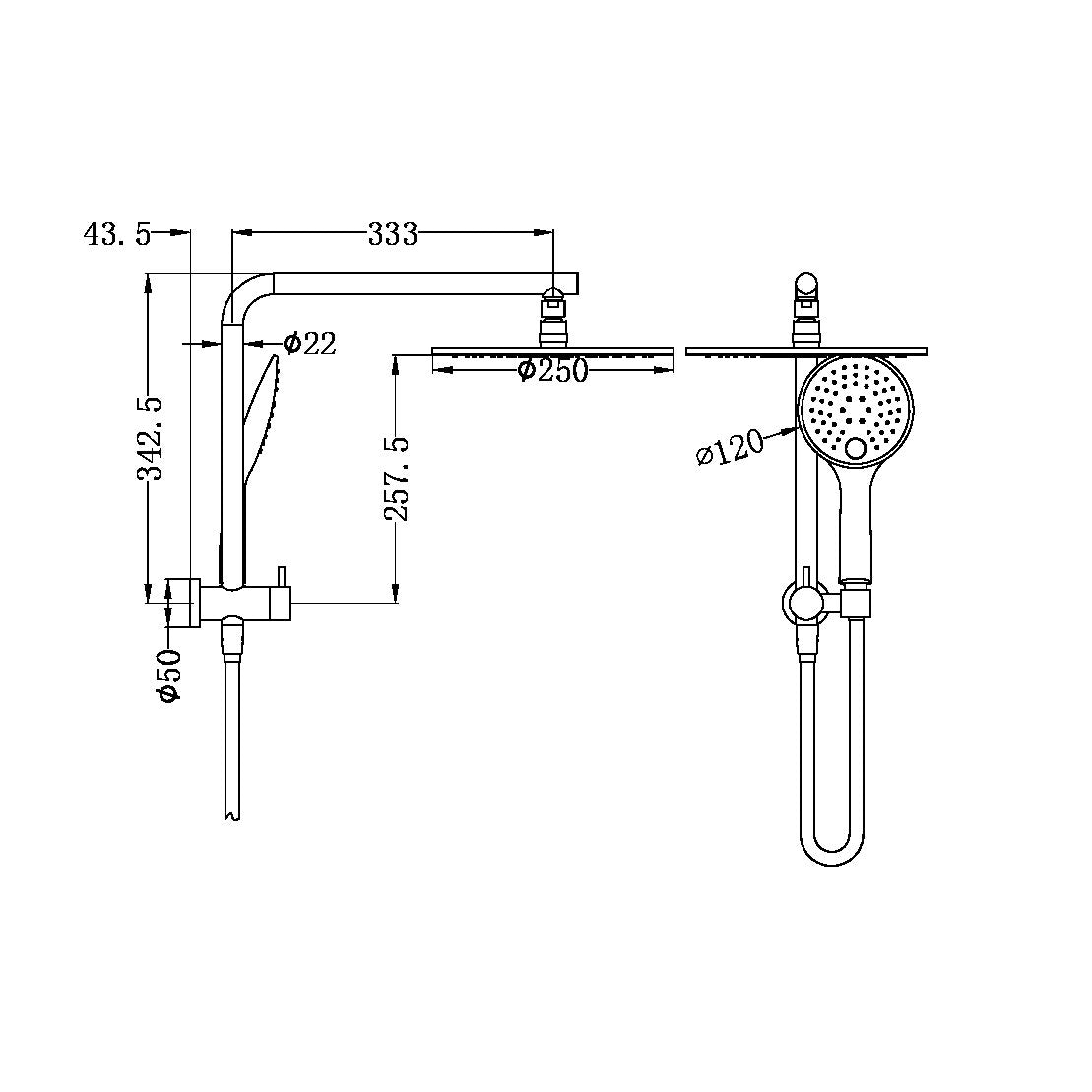 NERO MECCA TWIN SHOWER BRUSHED NICKEL