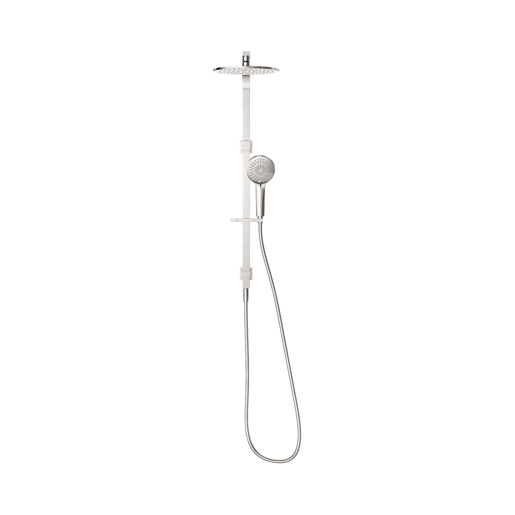 NERO BIANCA TWIN SHOWER 832MM BRUSHED NICKEL