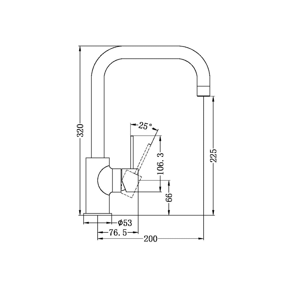 NERO DOLCE KITCHEN MIXER SQUARE SHAPE 320MM BRUSHED GOLD
