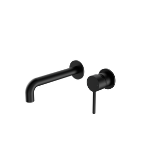NERO DOLCE WALL BASIN/BATH MIXER WITH SEPARATE BACK PLATE 198MM MATTE BLACK