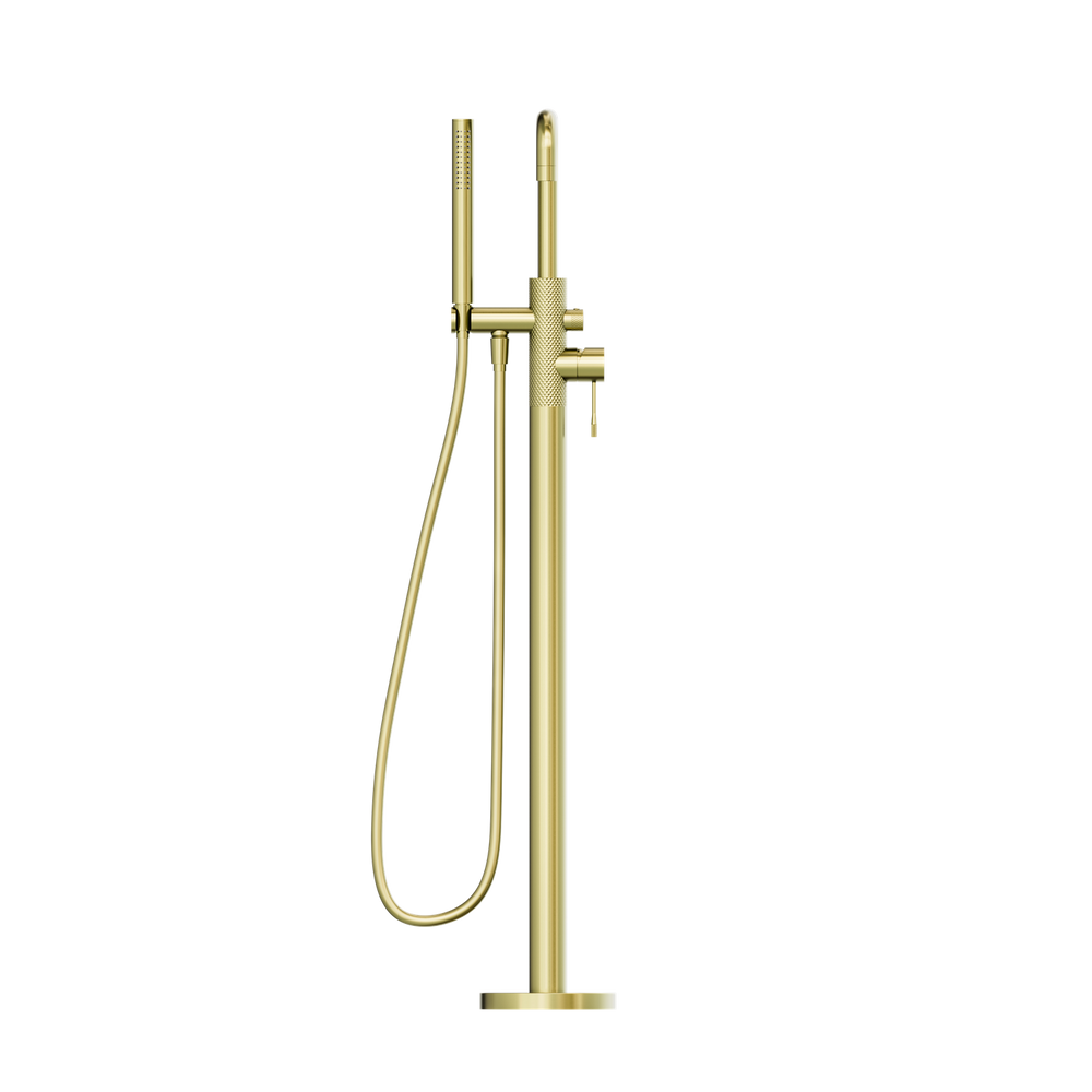 NERO OPAL FREESTANDING BATH MIXER WITH HAND SHOWER 1055MM BRUSHED GOLD