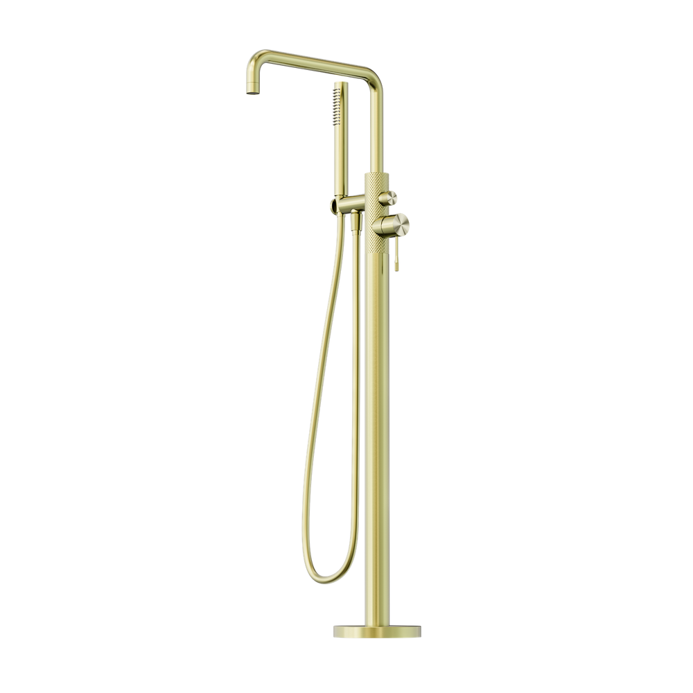 NERO OPAL FREESTANDING BATH MIXER WITH HAND SHOWER 1055MM BRUSHED GOLD