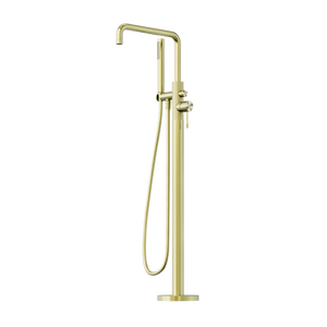 NERO OPAL FREESTANDING BATH MIXER WITH HAND SHOWER 1055MM BRUSHED GOLD