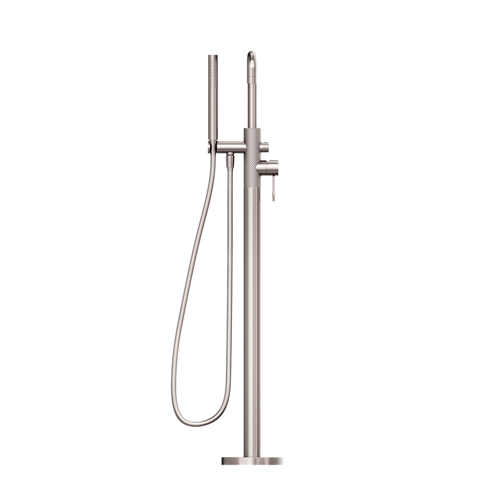 NERO OPAL FREESTANDING BATH MIXER WITH HAND SHOWER 1055MM BRUSHED NICKEL