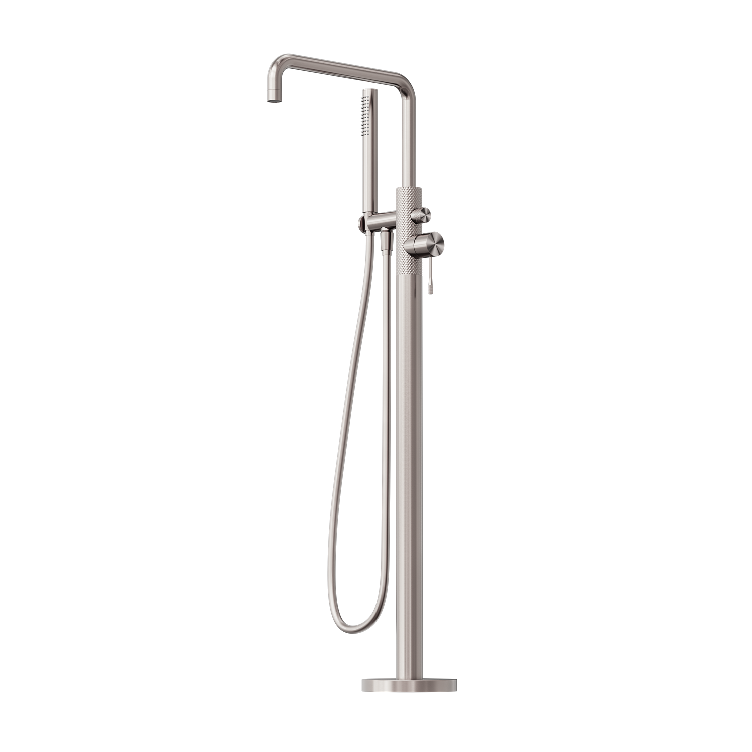 NERO OPAL FREESTANDING BATH MIXER WITH HAND SHOWER 1055MM BRUSHED NICKEL