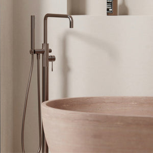 NERO OPAL FREESTANDING BATH MIXER WITH HAND SHOWER 1055MM BRUSHED BRONZE