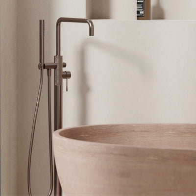 NERO OPAL FREESTANDING BATH MIXER WITH HAND SHOWER 1055MM BRUSHED BRONZE