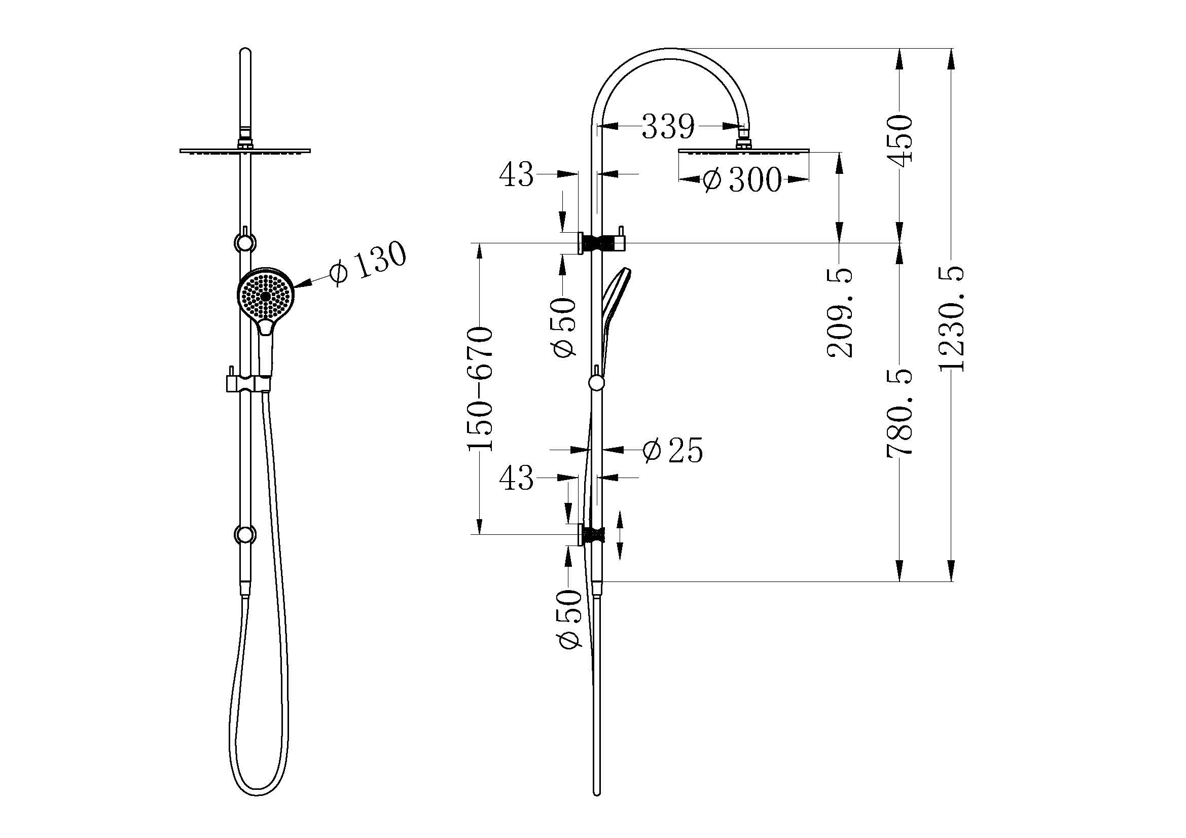 NERO OPAL TWIN SHOWER WITH AIR SHOWER II BRUSHED NICKEL