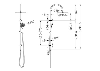 NERO OPAL TWIN SHOWER WITH AIR SHOWER II GRAPHITE