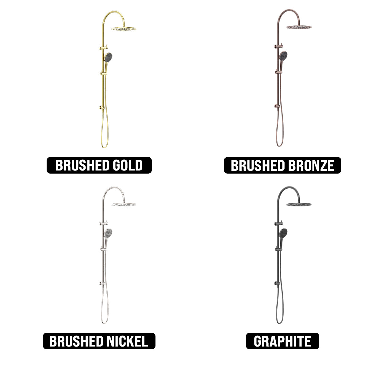NERO OPAL TWIN SHOWER WITH AIR SHOWER II BRUSHED GOLD