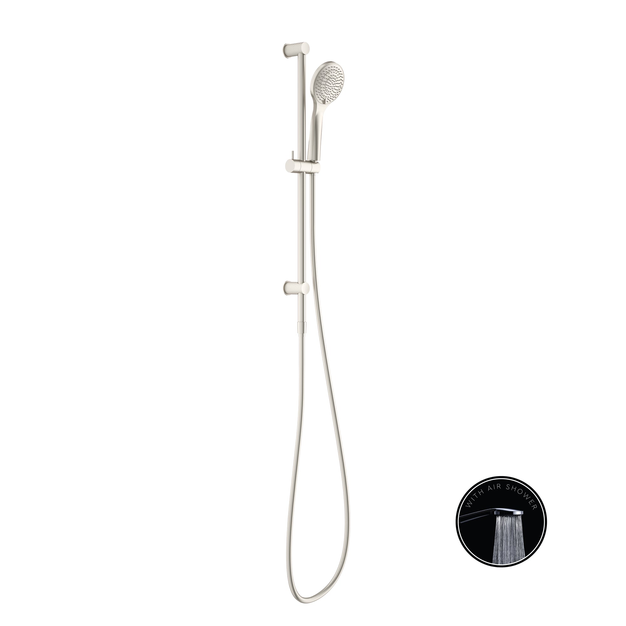 NERO OPAL SHOWER RAIL WITH AIR SHOWER BRUSHED NICKEL