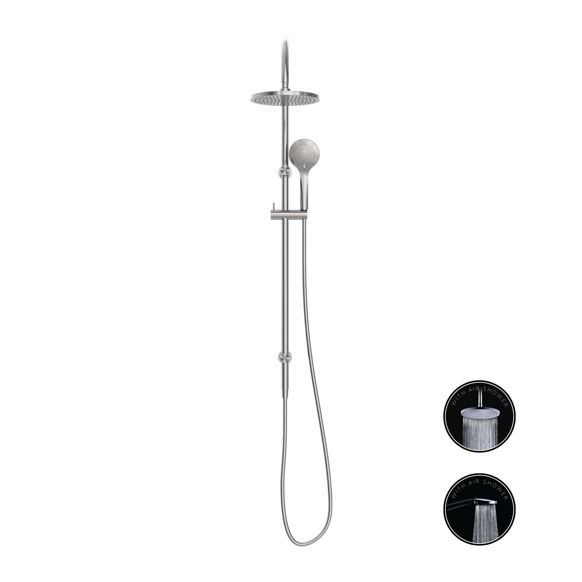 NERO OPAL TWIN SHOWER WITH AIR SHOWER BRUSHED NICKEL