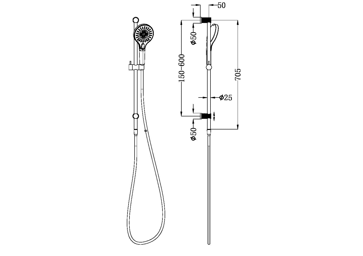 NERO OPAL SHOWER RAIL BRUSHED NICKEL