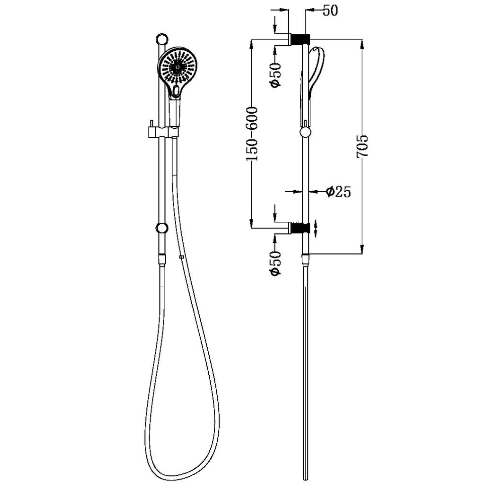 NERO OPAL SHOWER RAIL GRAPHITE
