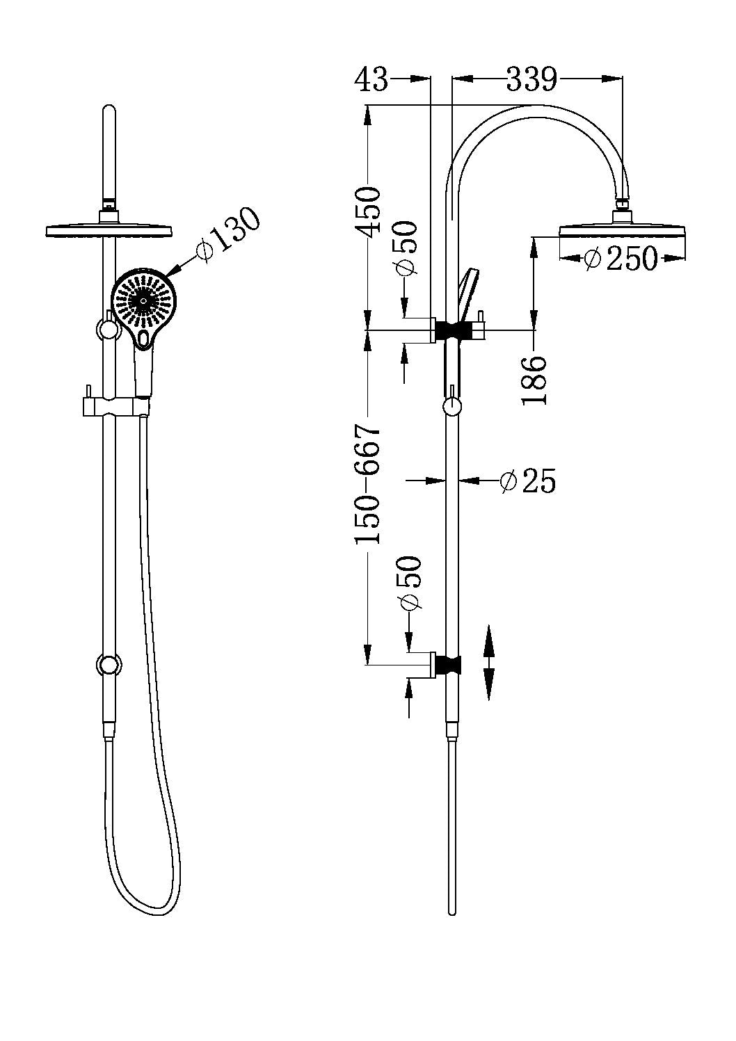 NERO OPAL TWIN SHOWER GRAPHITE